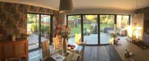 kitchen view of bi fold doors