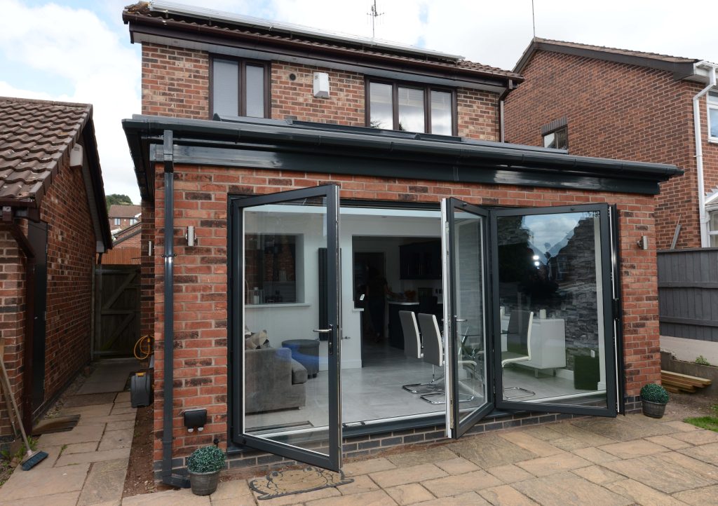 bifold doors partially opened