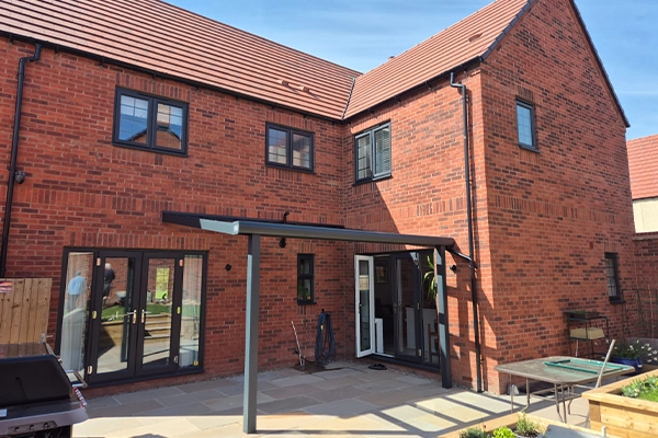 new black aluminium veranda installation