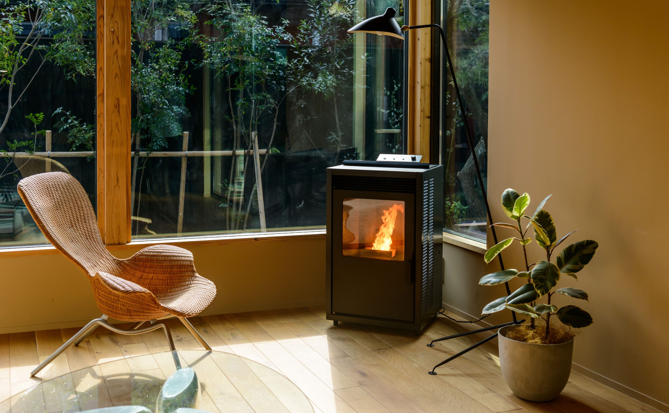 Wood Burning Stove in Garden Room