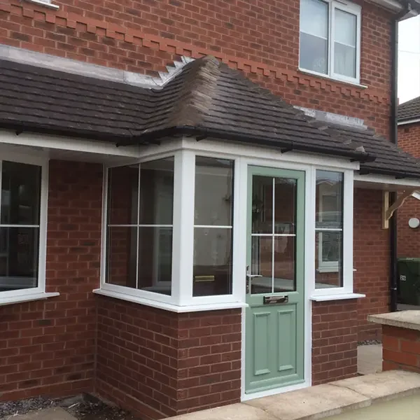 green door front porch